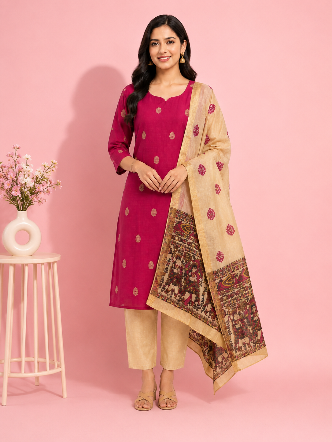 Kurti With Pant & Dupatta