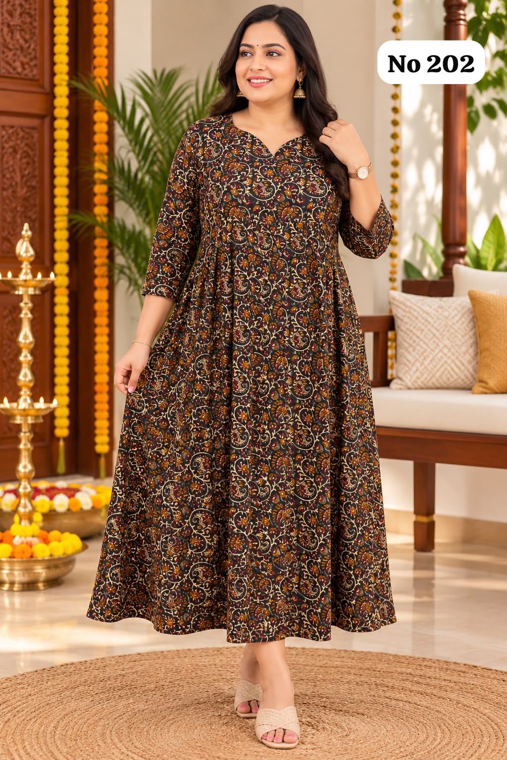 🥰👌Premium Rayon Kalamkari Aline Kurtis (202)💃