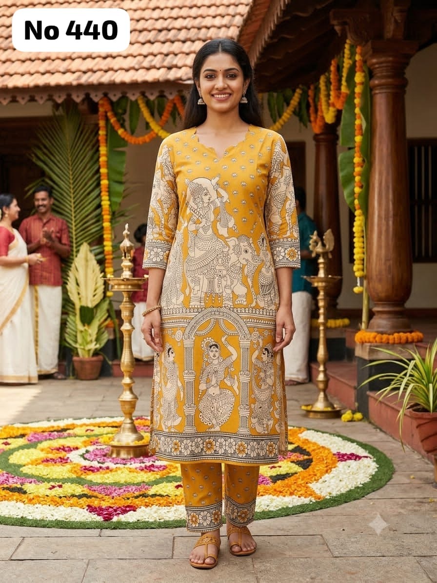 Trending Story Telling Kalamkari Raw Silk Kurti(440)