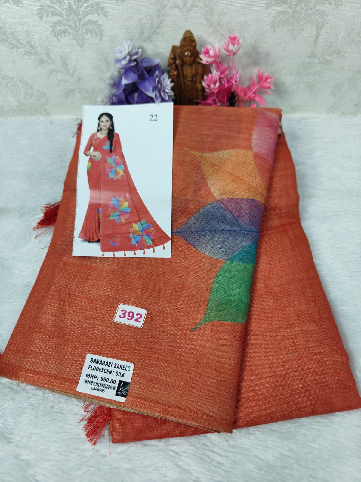 Banarasi fluorescent Silk with Multi colour Digital Print(392)