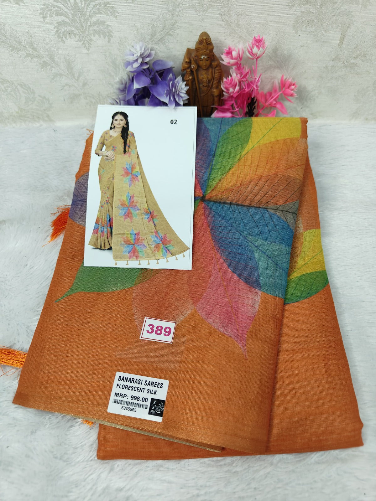 Banarasi fluorescent Silk with Multi colour Digital Print(389)