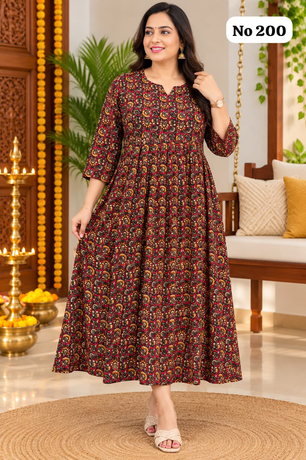 🥰👌Premium Rayon Kalamkari Aline Kurtis (200)💃