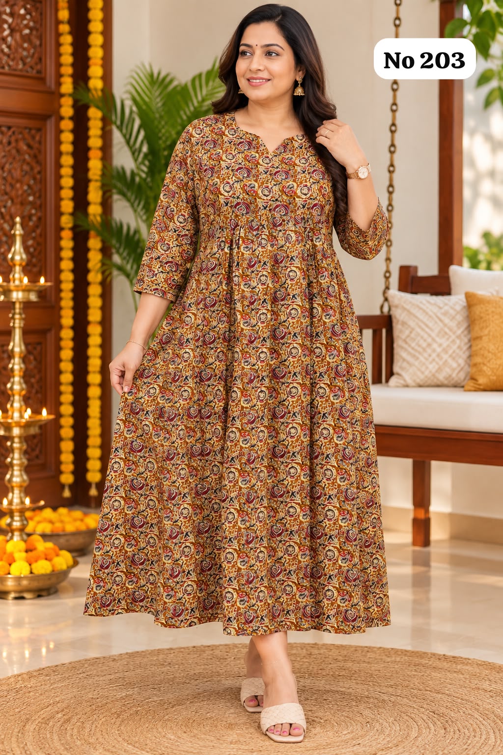 🥰👌Premium Rayon Kalamkari Aline Kurtis (203)💃