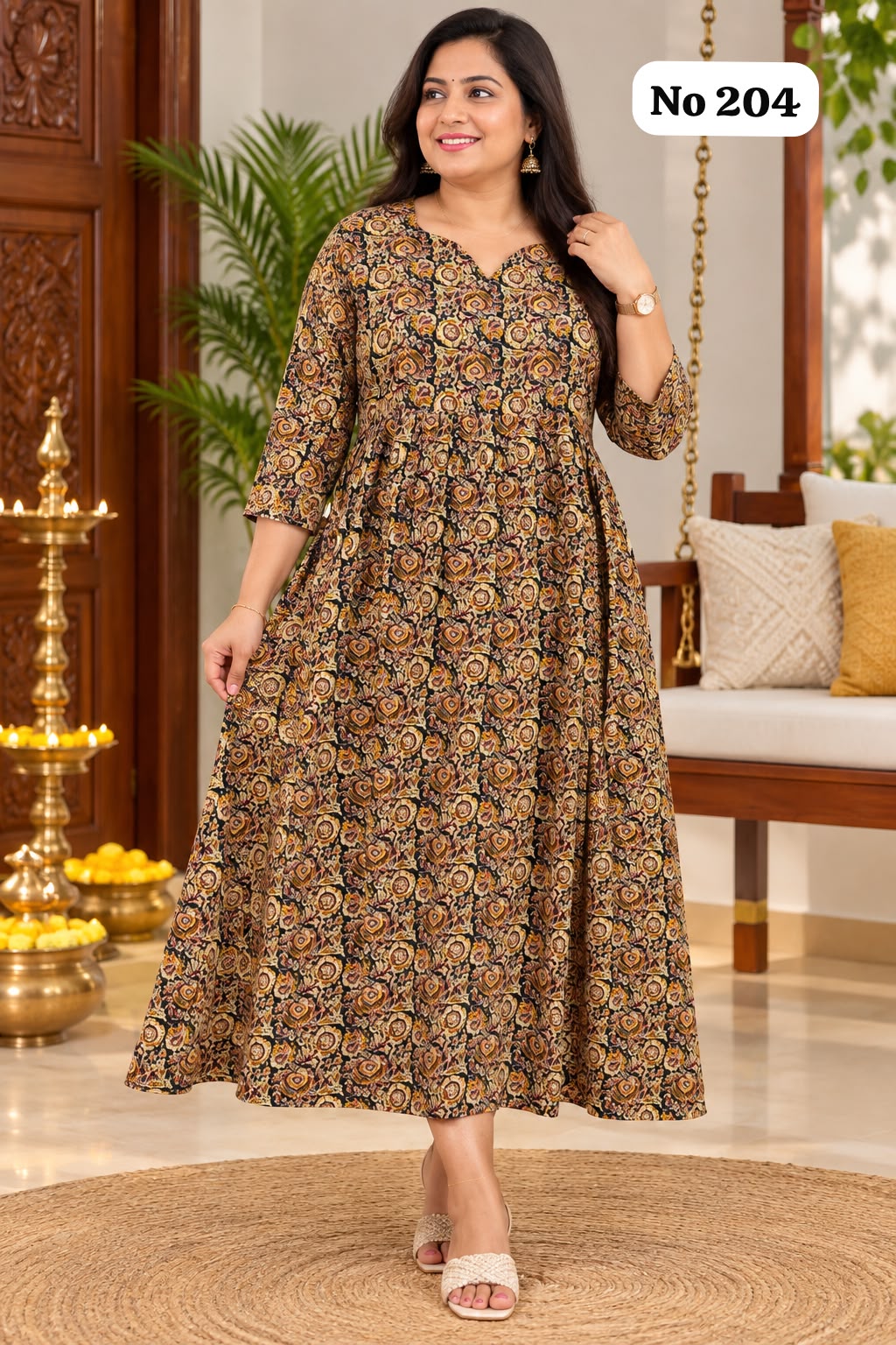 🥰👌Premium Rayon Kalamkari Aline Kurtis (204)💃