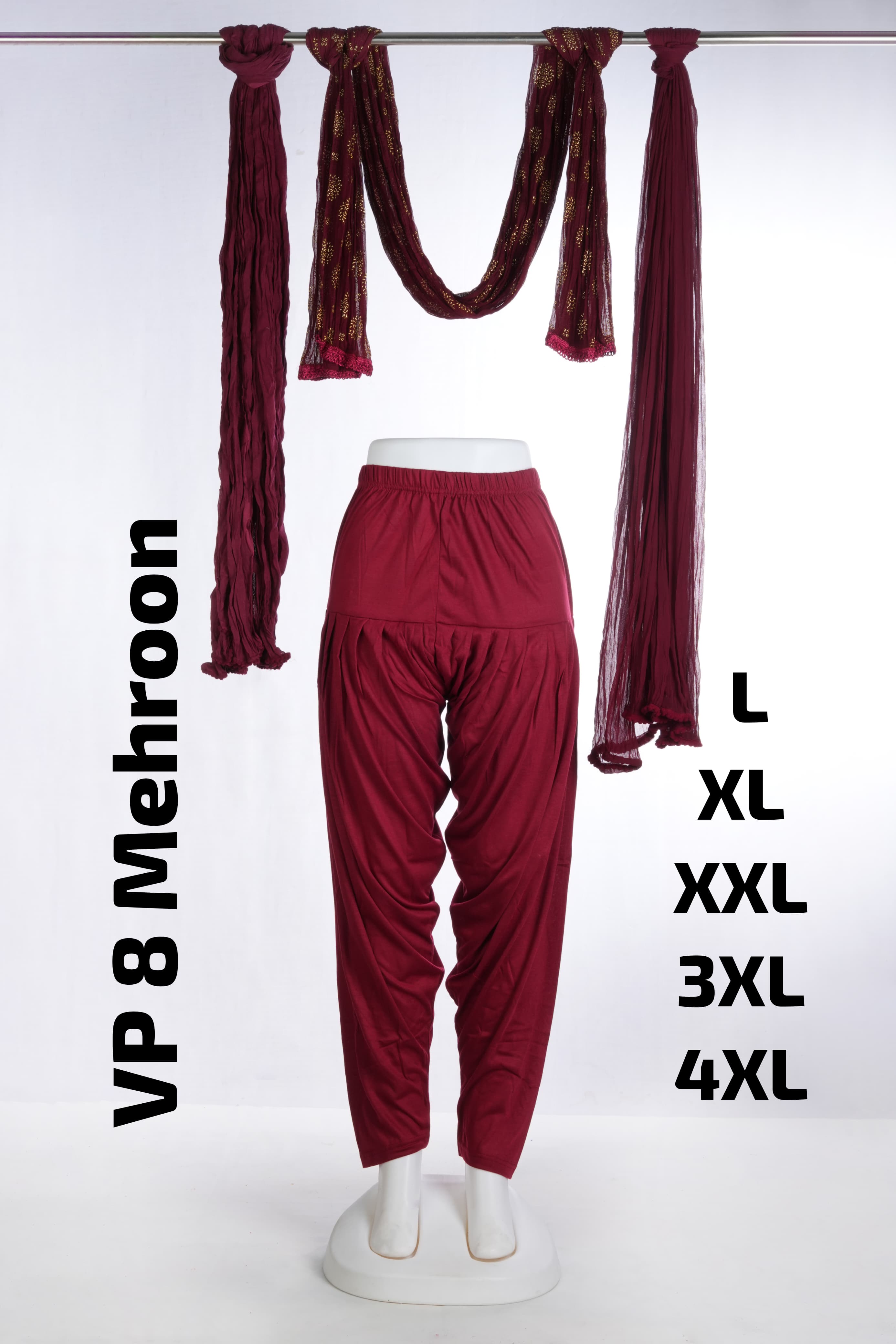 Premium Viscose Patiyala (VP 8 Mehroon)