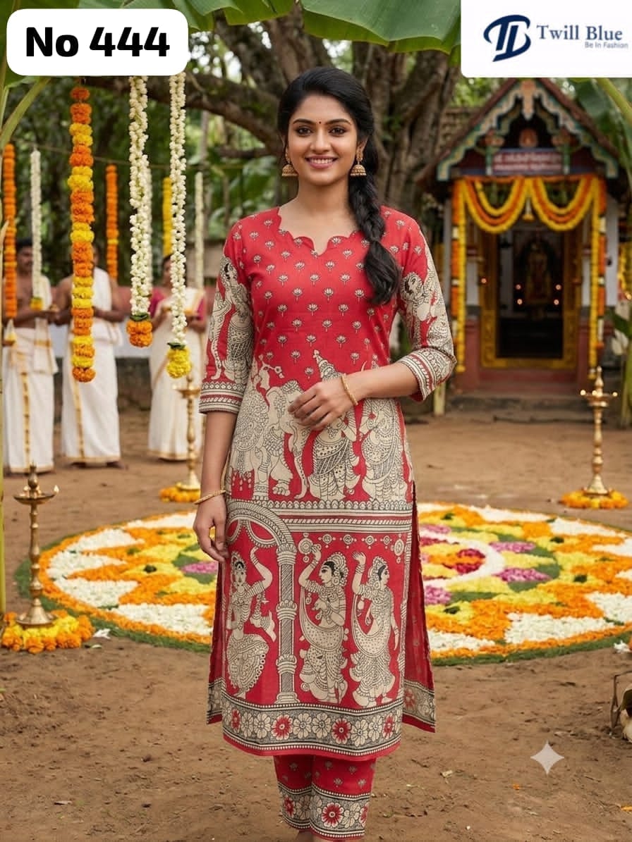 Trending Story Telling Kalamkari Raw Silk Kurti(444)
