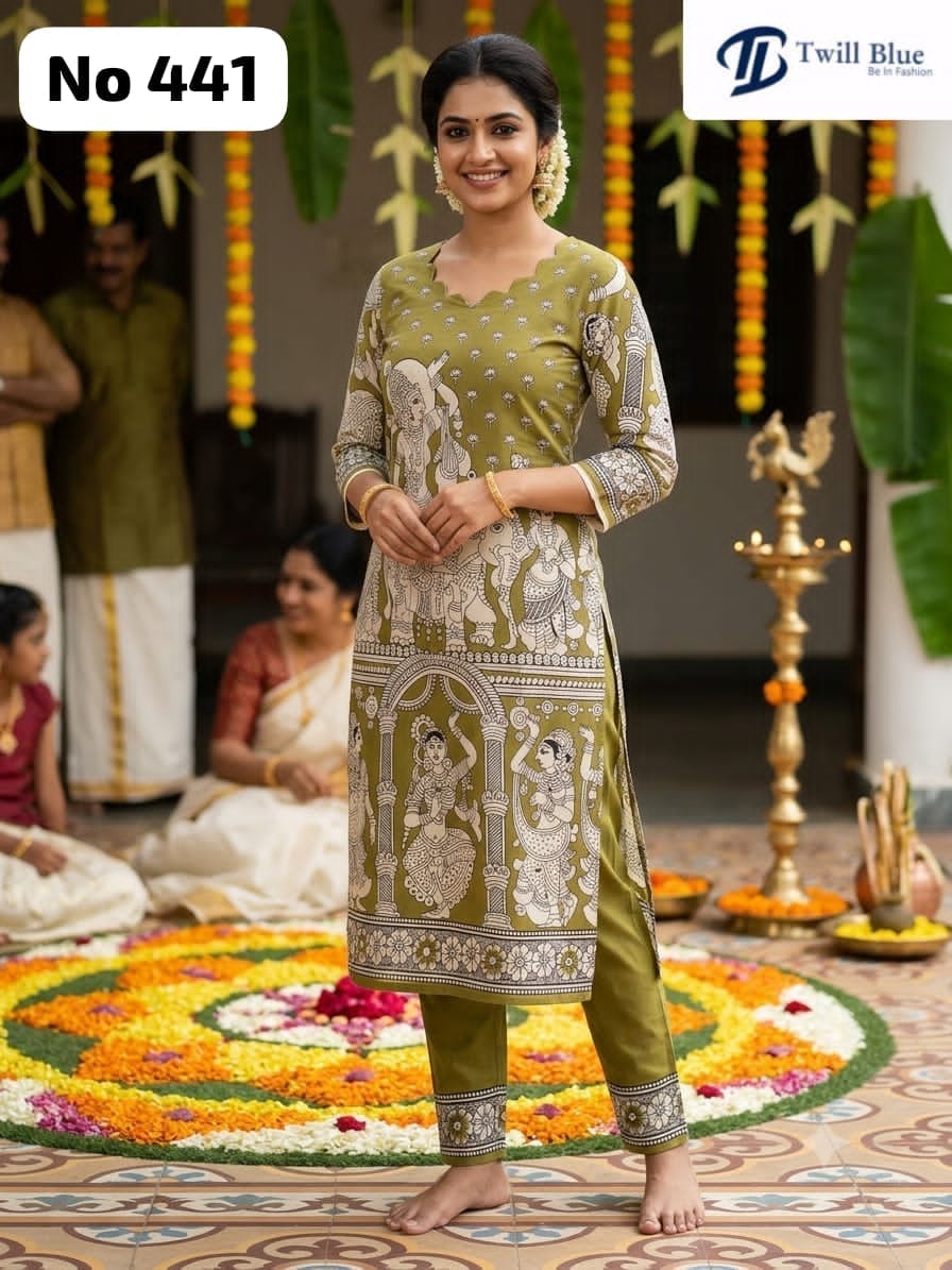 Trending Story Telling Kalamkari Raw Silk Kurti(441)