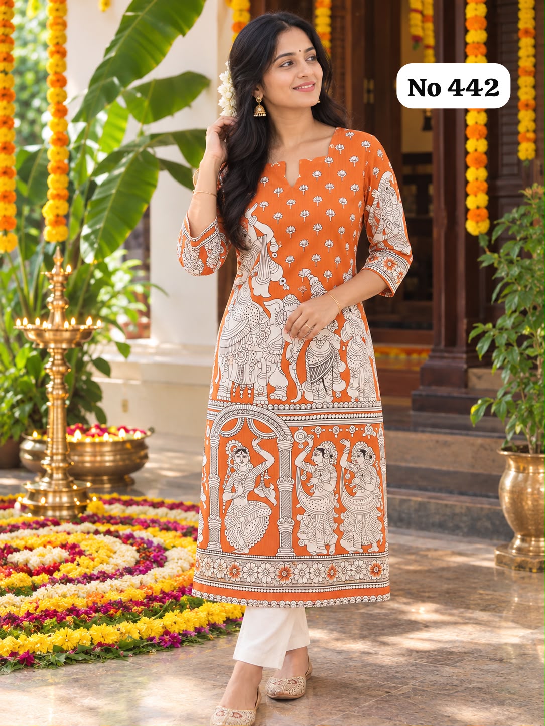 Trending Story Telling Kalamkari Raw Silk Kurtis(442)