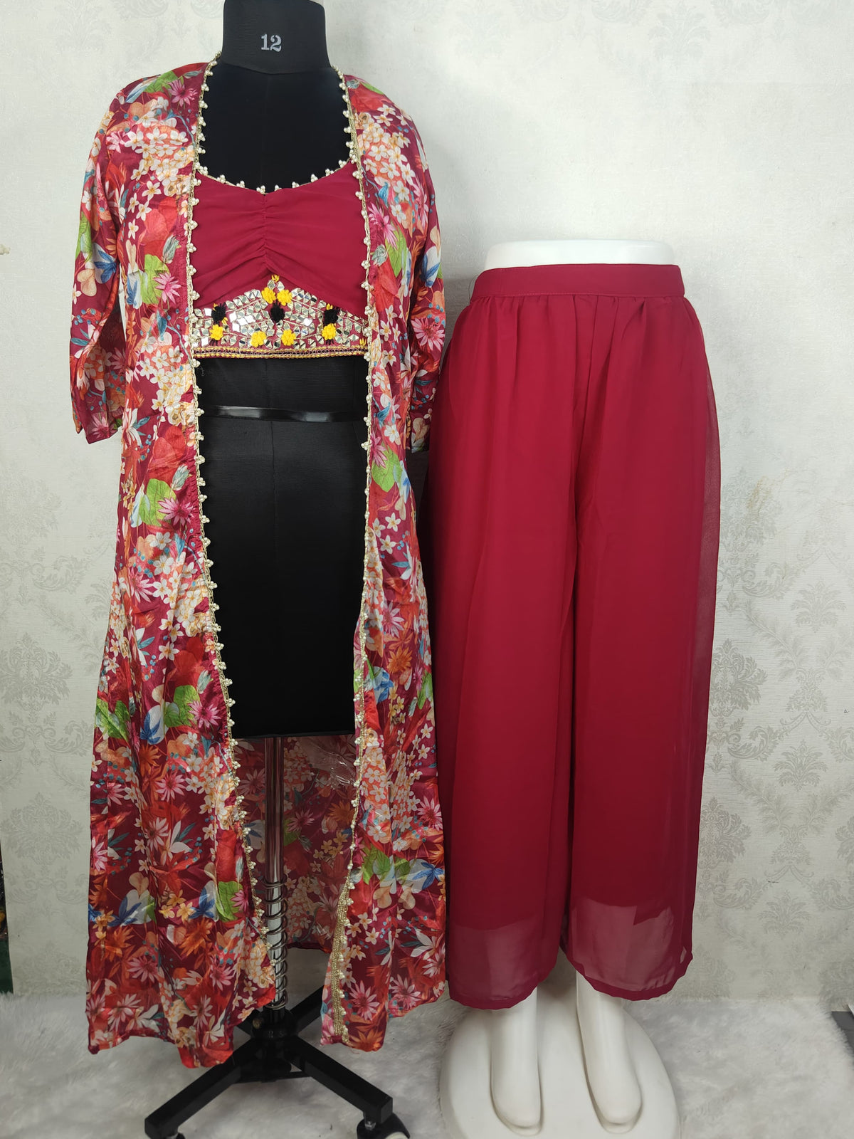 WESTERN WEAR THREE PC SET(Hot Rani Pink)