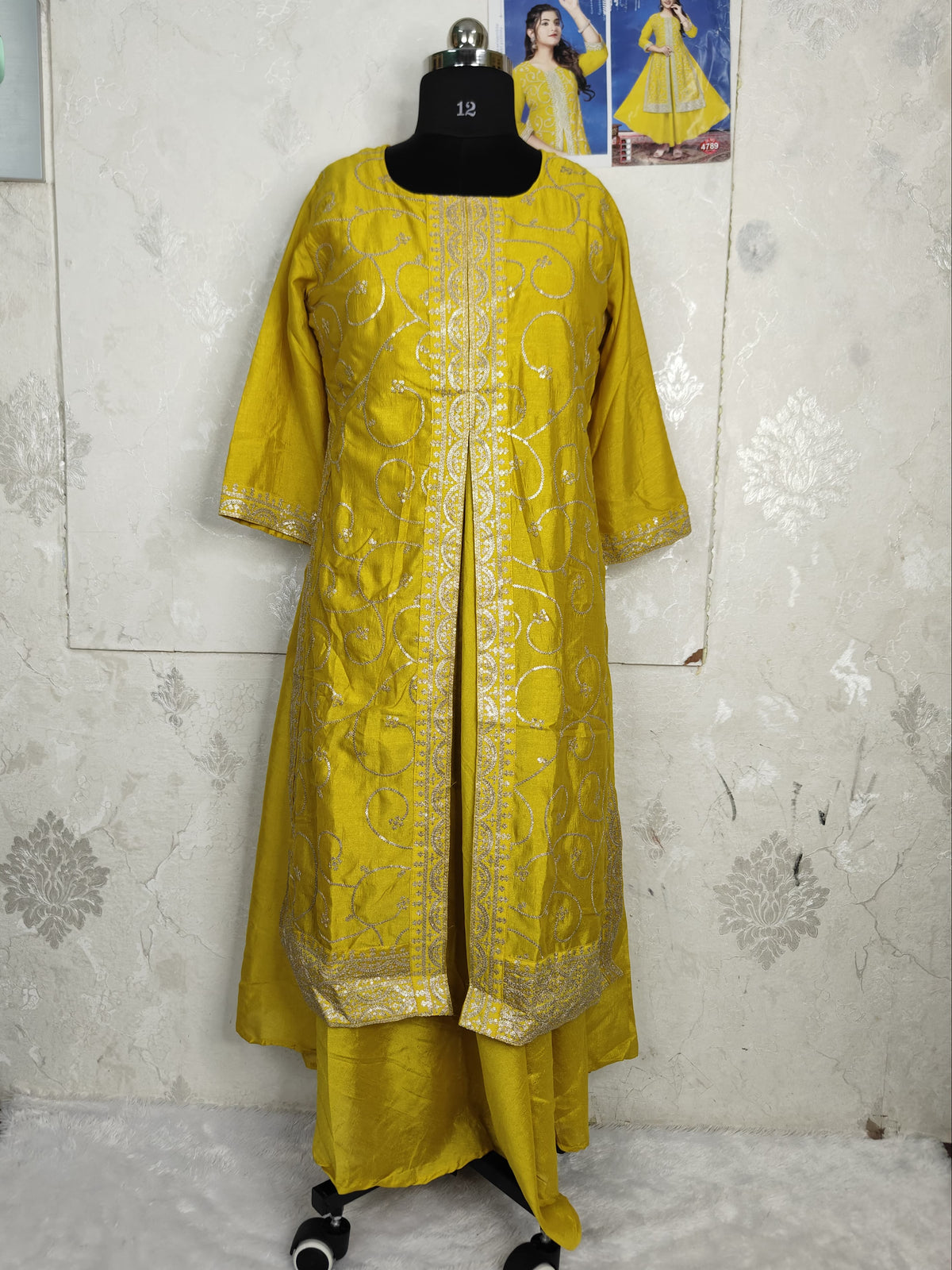 SILK SEQUENCE ANARKALI (YELLOW)