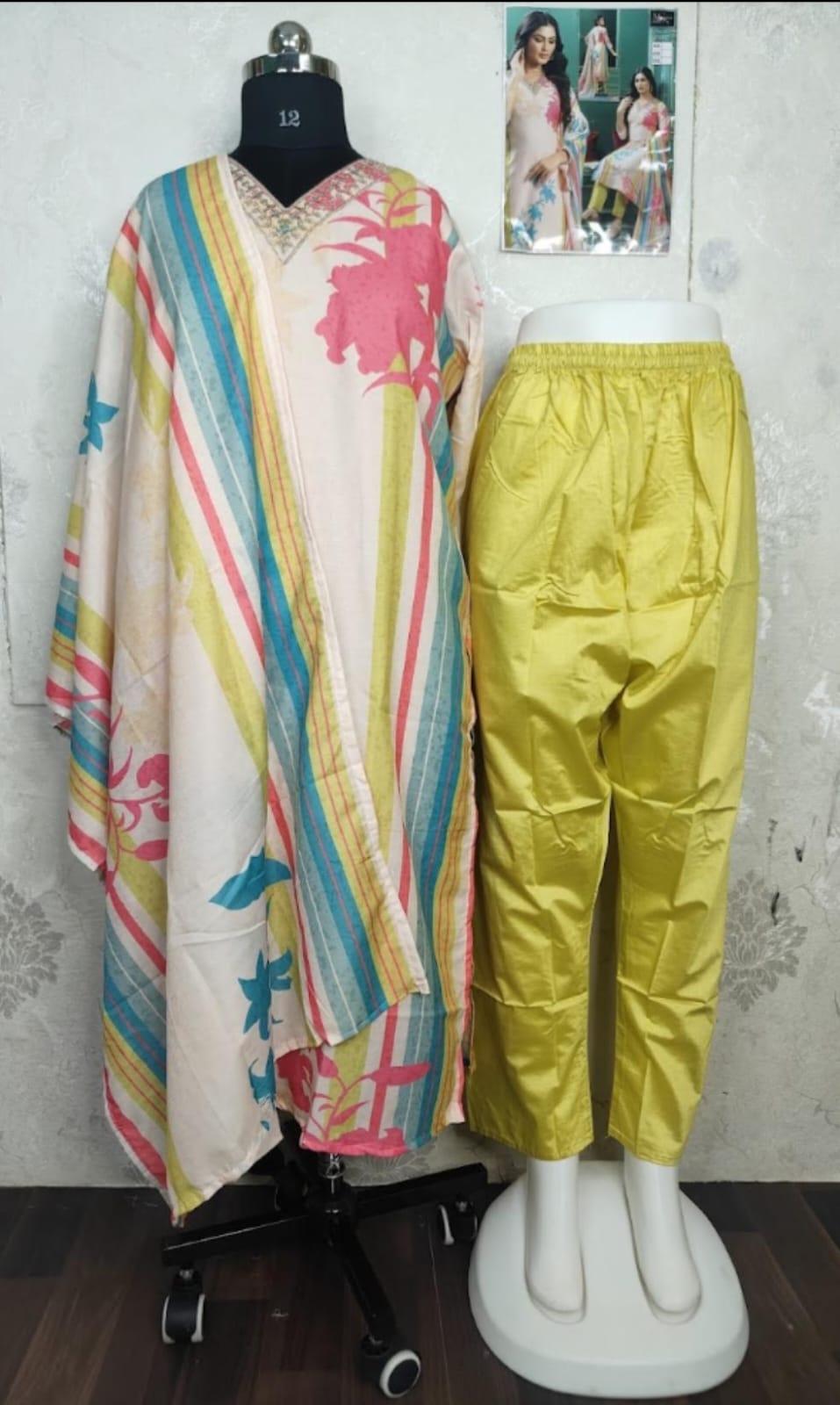 SILK KURTA SET WITH DUPATTA(Multi color)