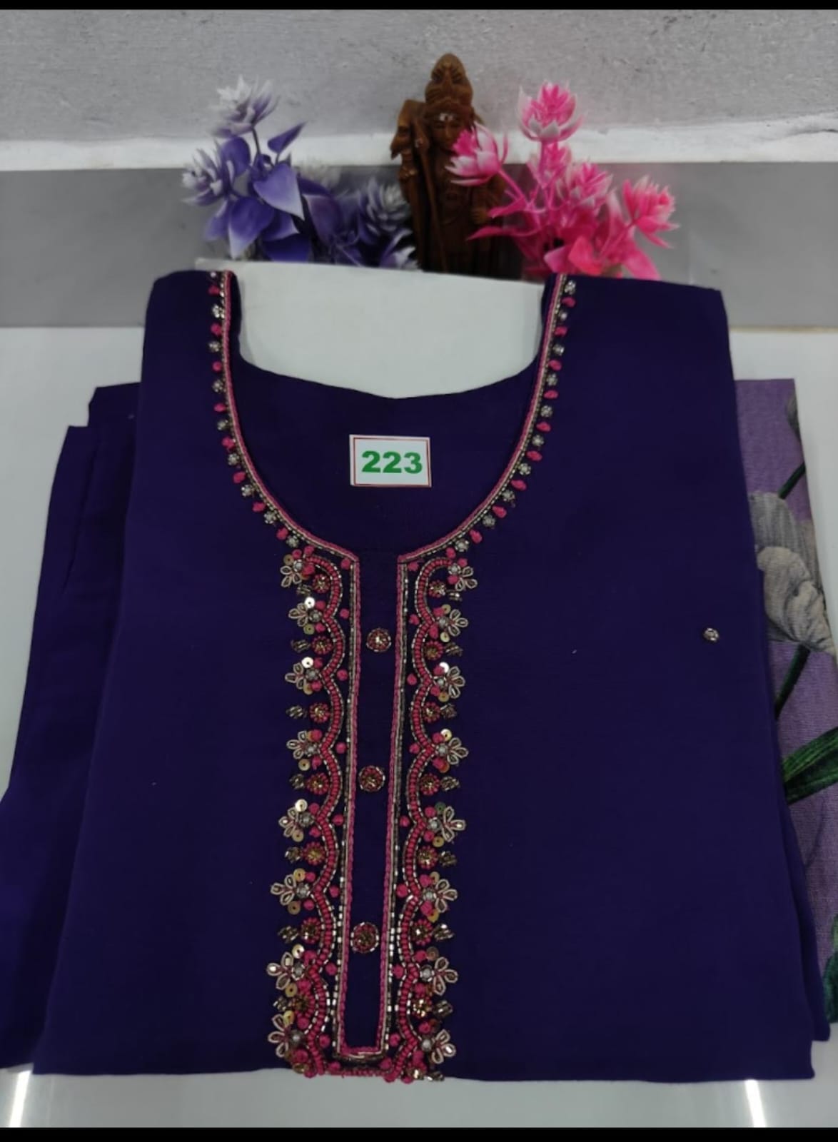 SILK KURTA SET WITH DUPATTA(Purple)