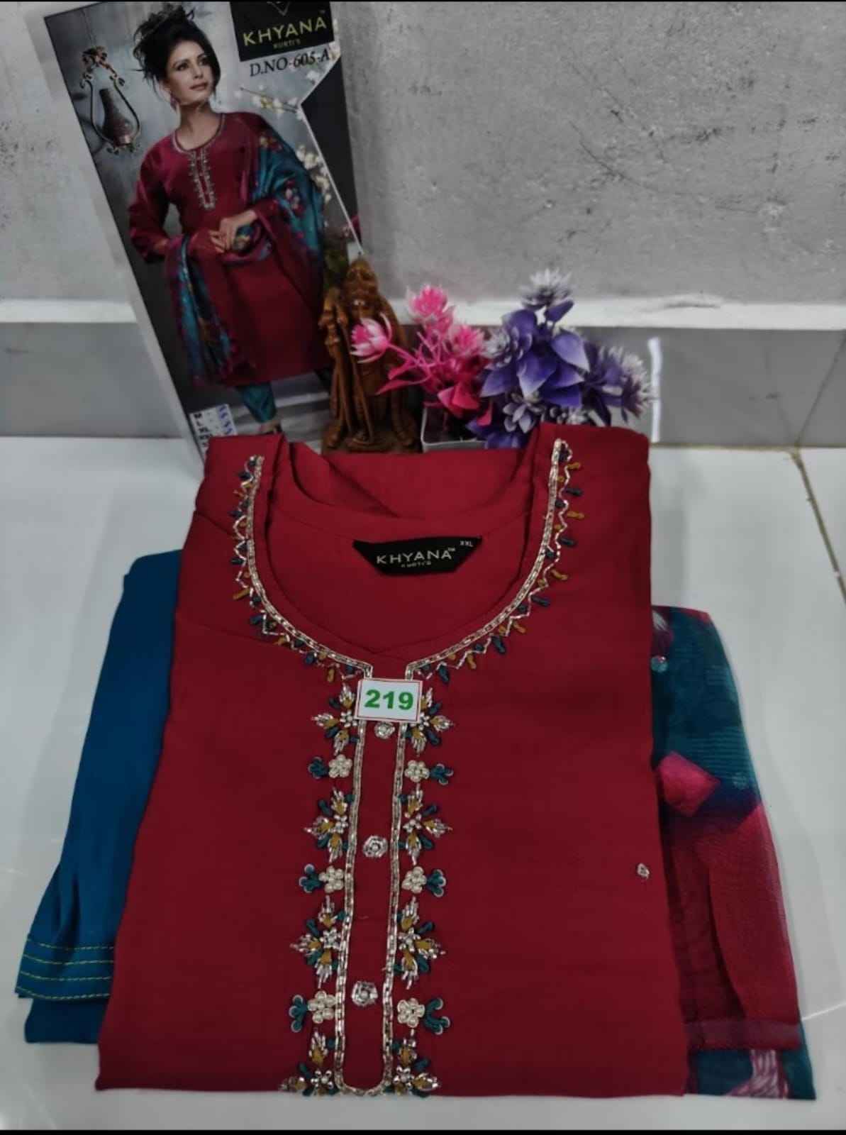 SILK KURTA SET WITH DUPATTA(Hot rani pink)