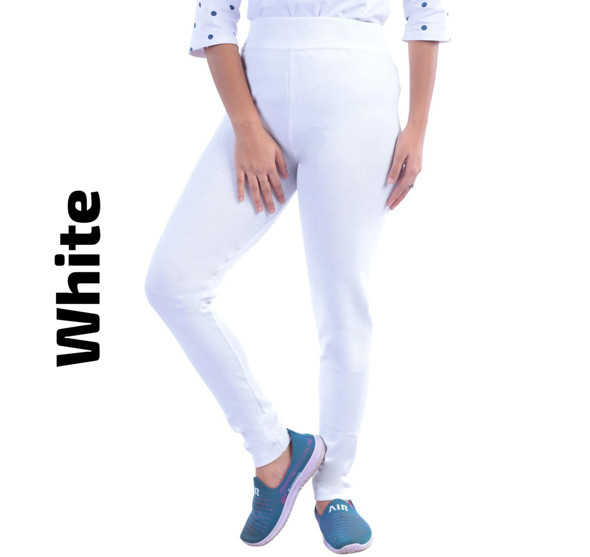 Ankle Length Jeggings With Pocket(White)