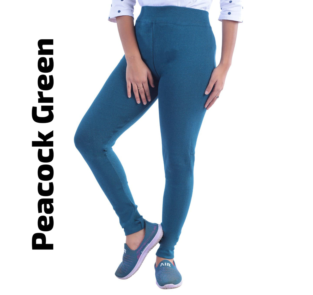 Ankle Length Jeggings With Pocket(Peacock Green)