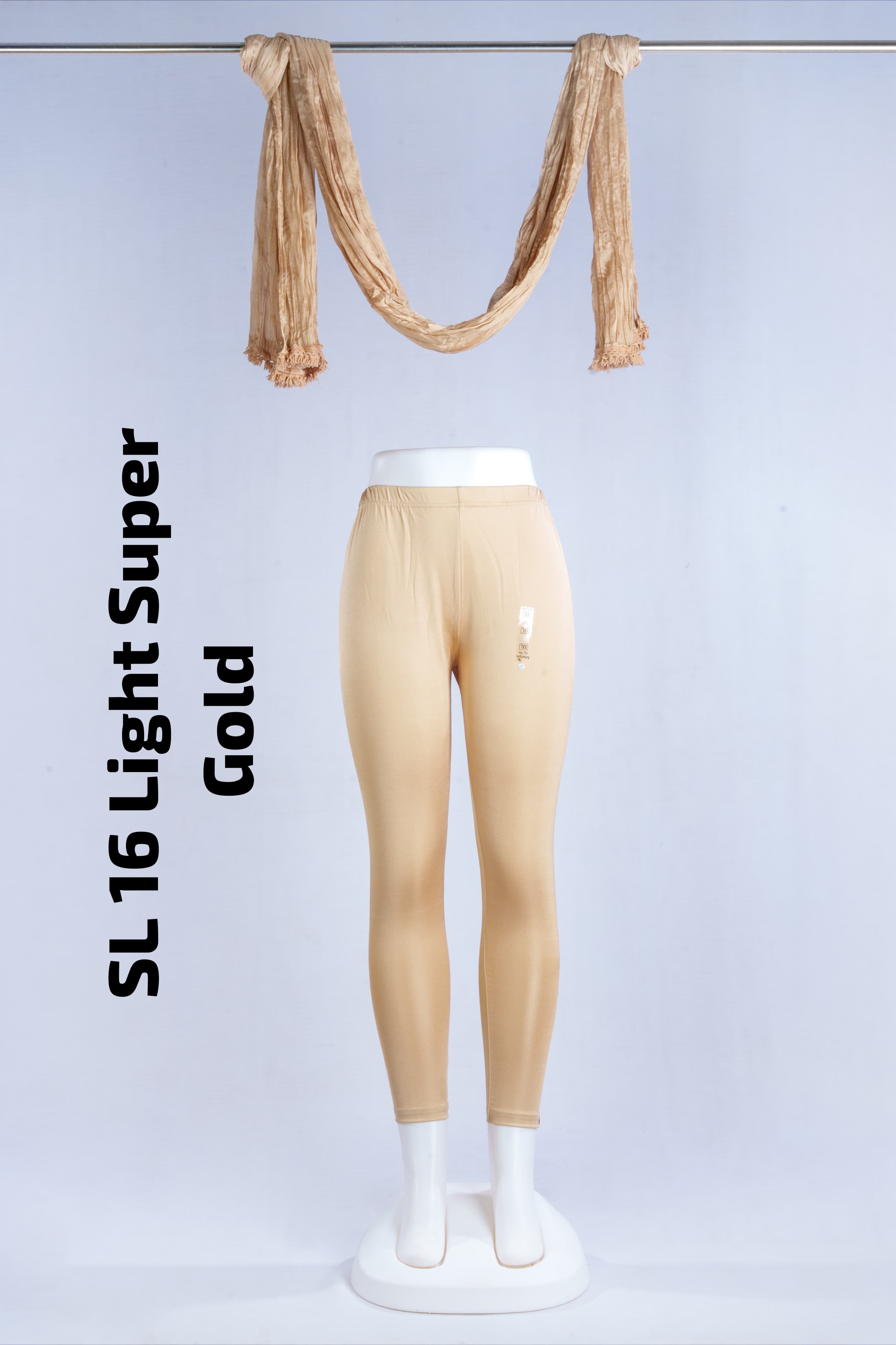 Premium Shimmer Ankle Leggings(SL 16 Light Super Gold)