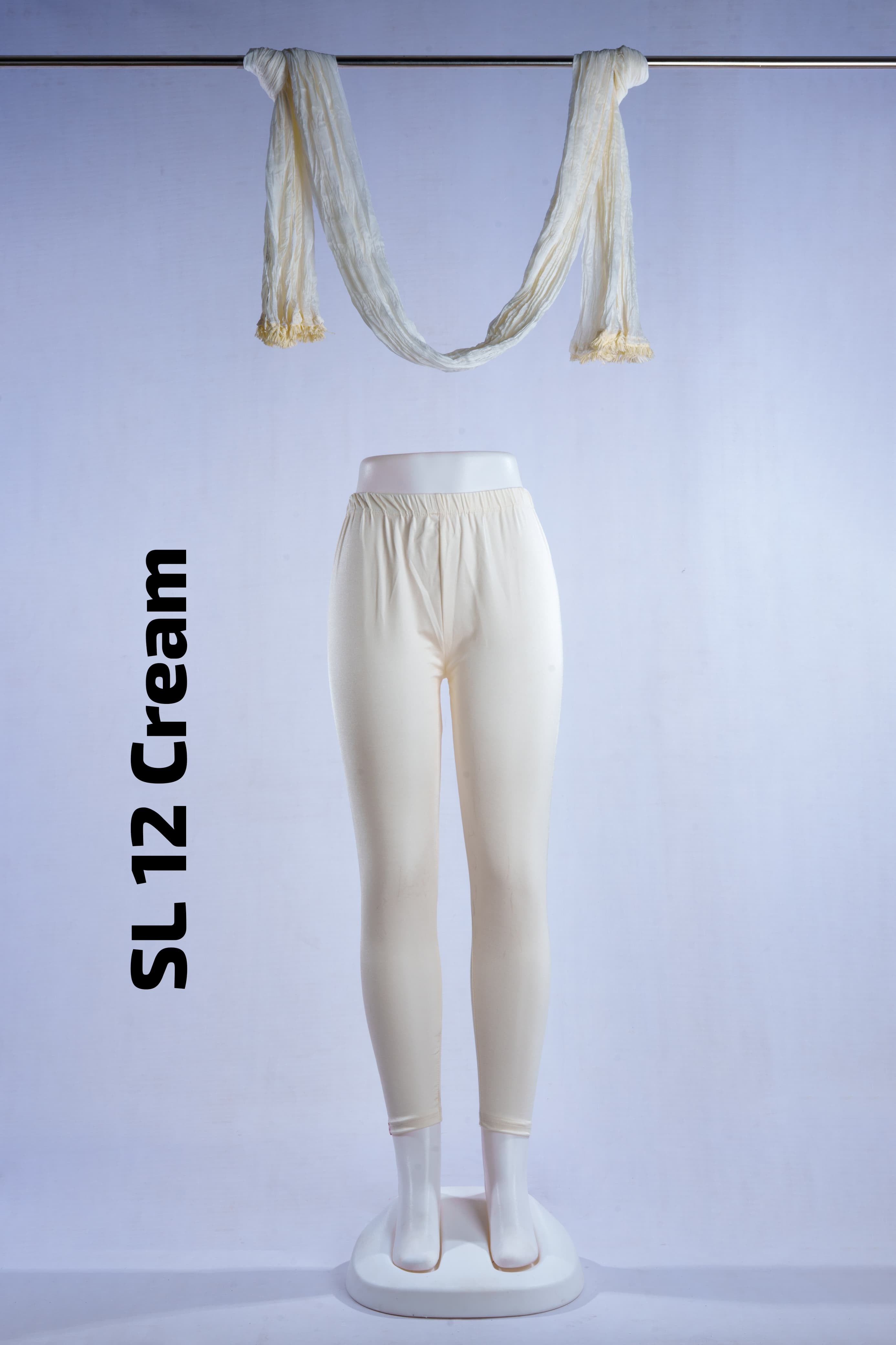 Premium Shimmer Ankle Leggings(SL 12 Cream)
