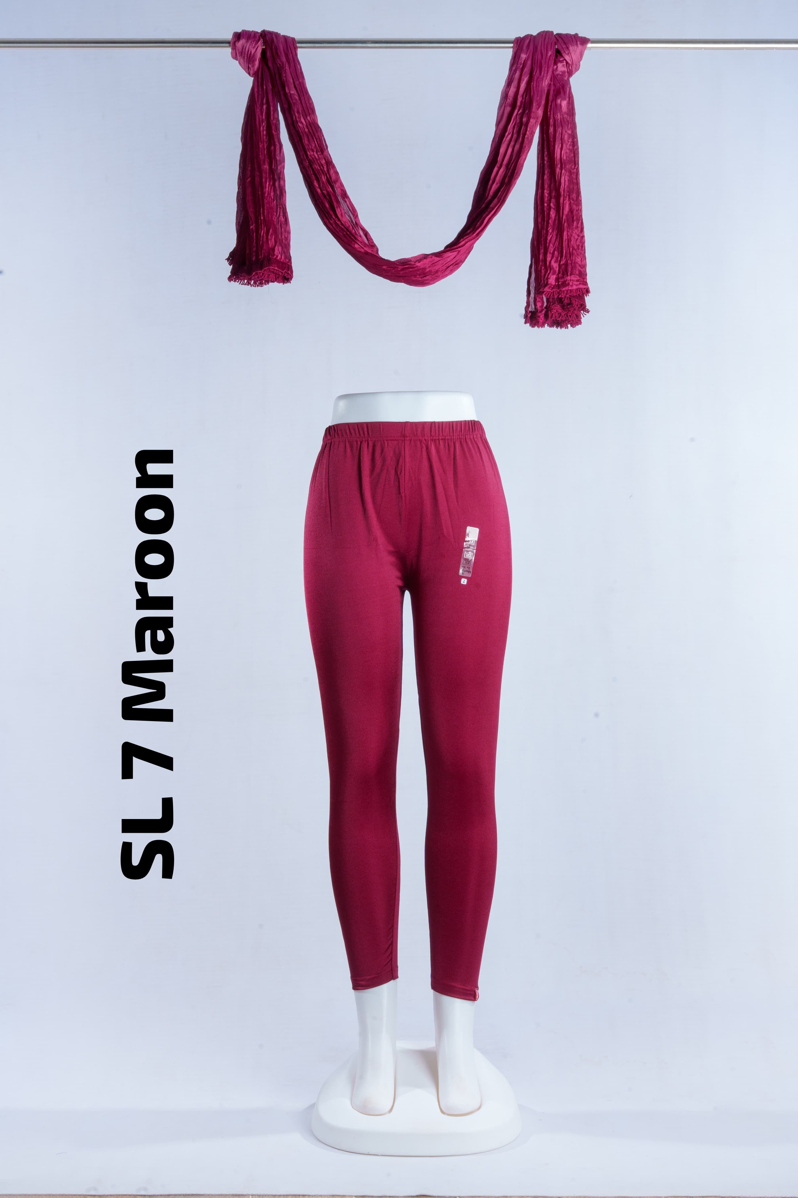Premium Shimmer Ankle Leggings(SL 7 Maroon)