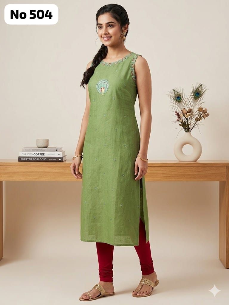 Vertican Silk Embroidery Kurti (Sleeve Inside) (No 504)