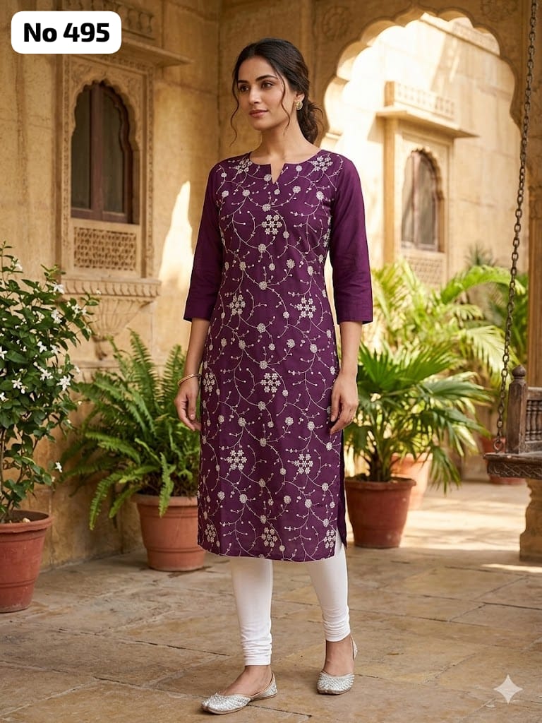 Embroidery Kurti With Lining (No 495)