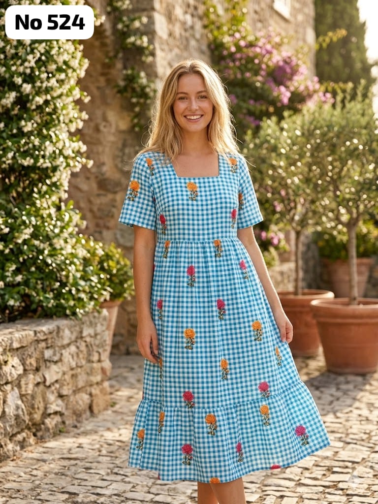 Checked Anarkali Gown (No 524)