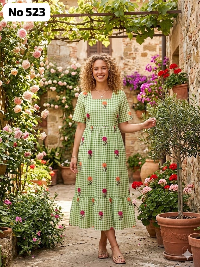 Checked Anarkali Gown (No 523)