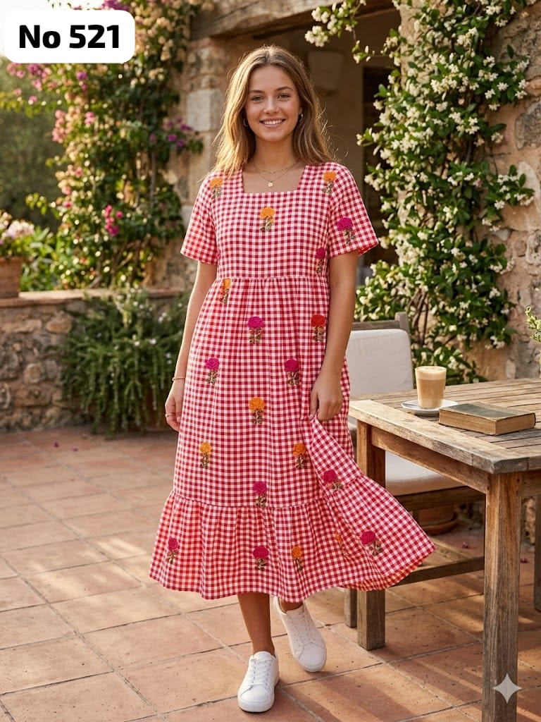 Checked Anarkali Gown (No 521)