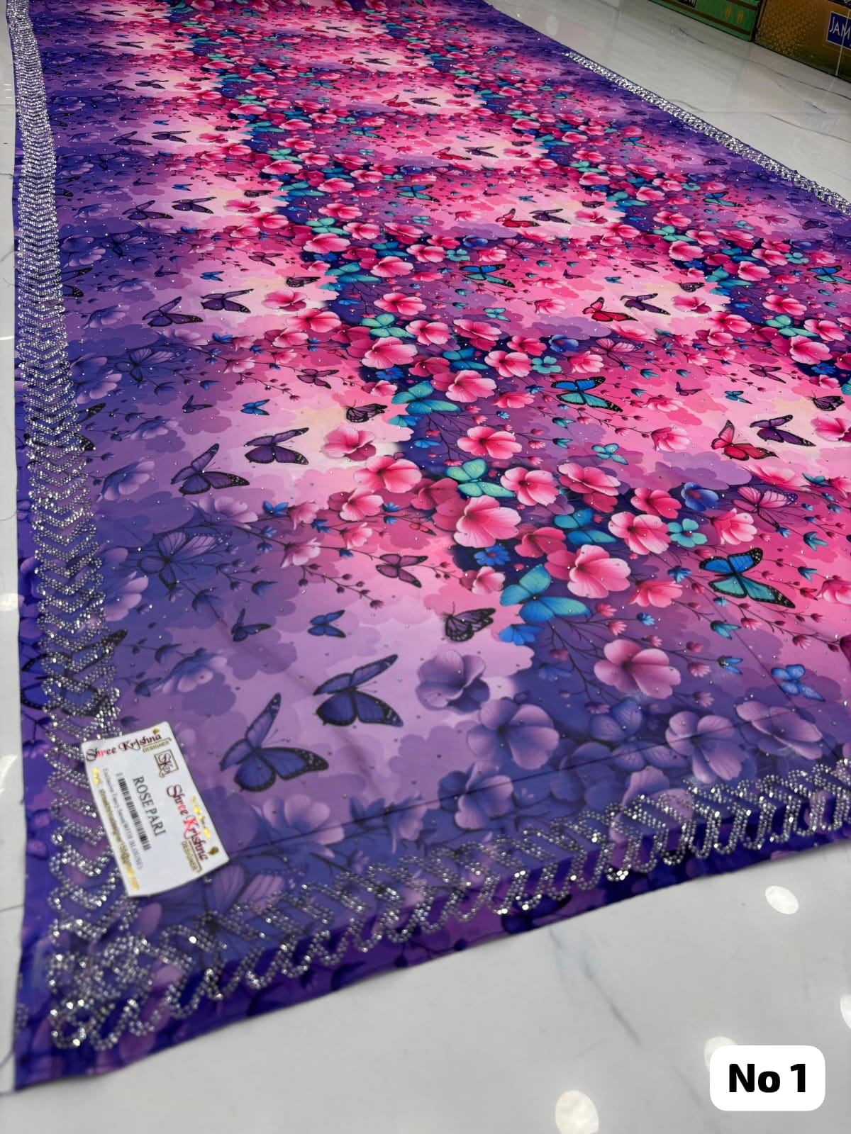 3D Digital Stone Designer Saree (No 1)