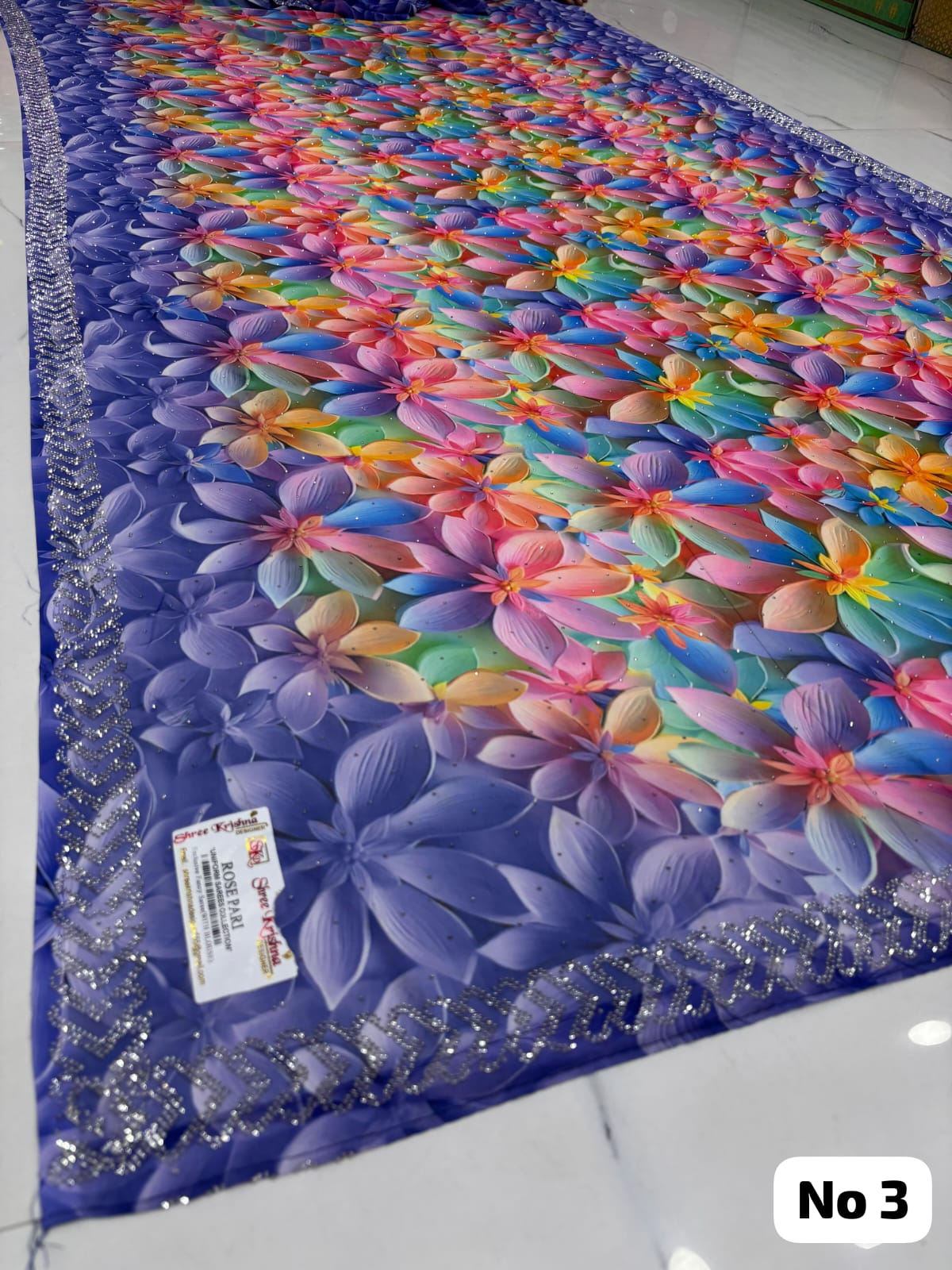 3D Digital Stone Designer Saree (No 3)