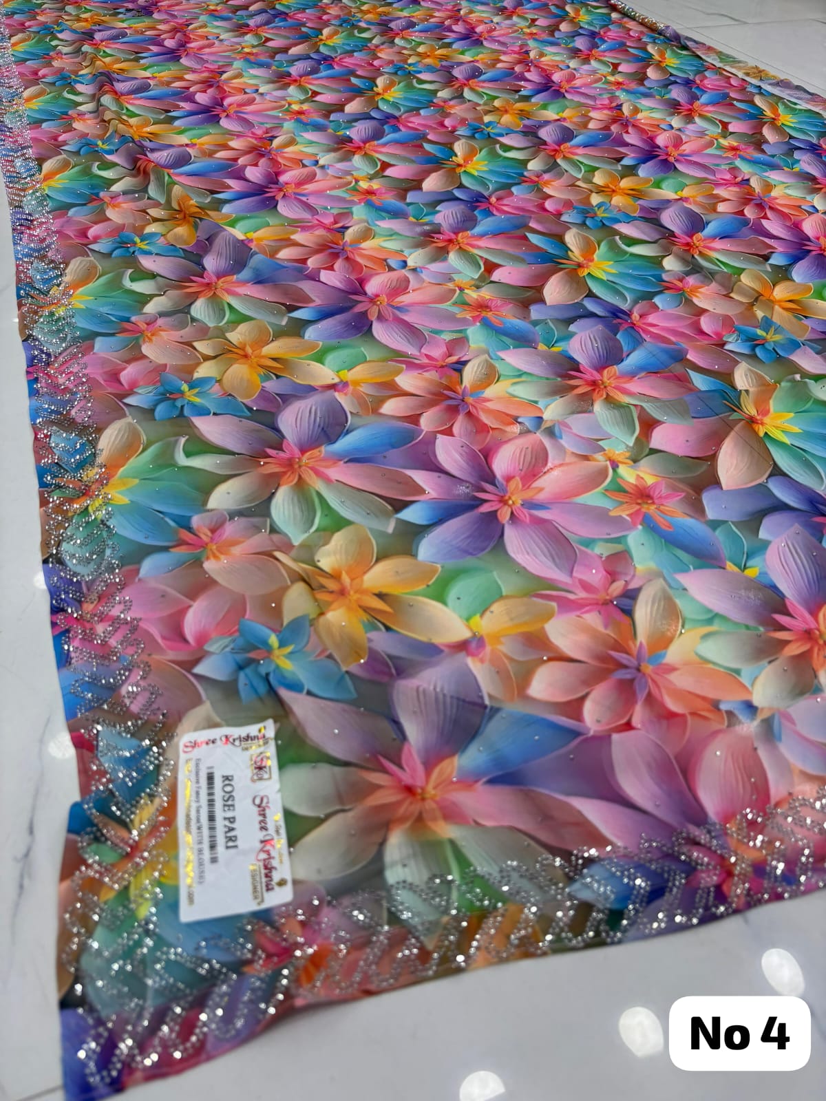 3D Digital Stone Designer Saree (No 4)