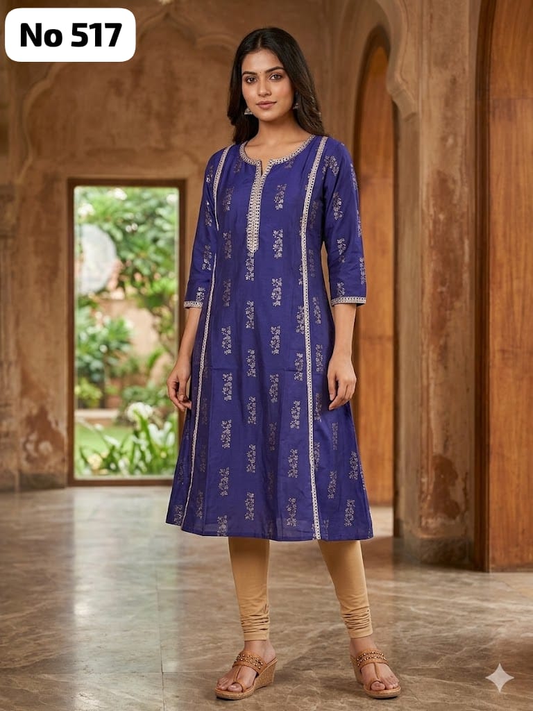 Silk Embroidery Aline Kurti (No 517)
