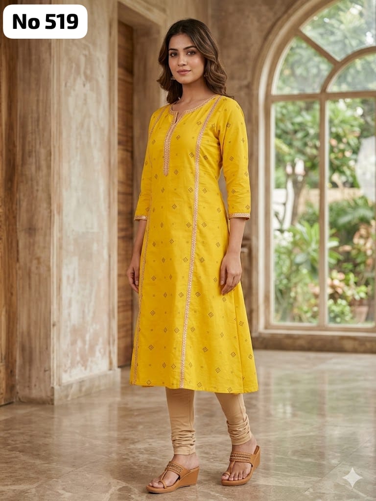 Silk Embroidery Aline Kurti (No 519)