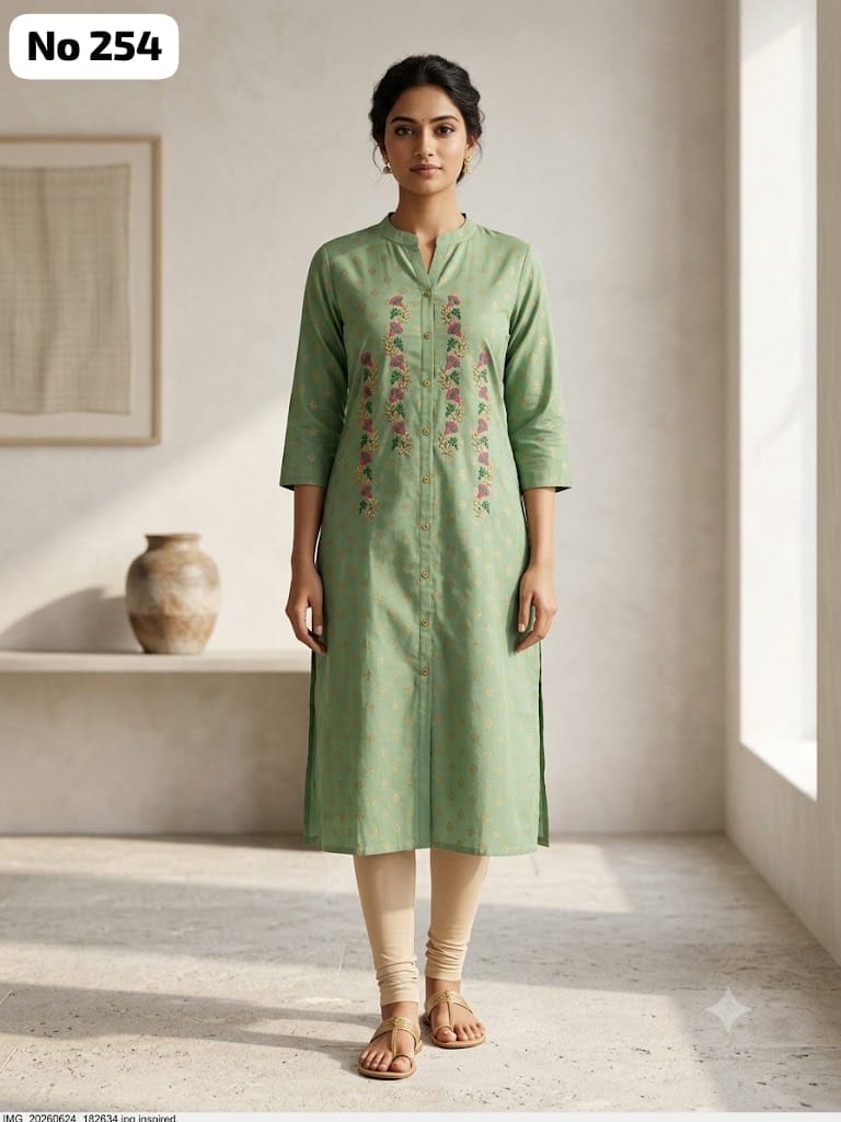 Embroidery Silk Aline Model Side Open Kurti (No 254)