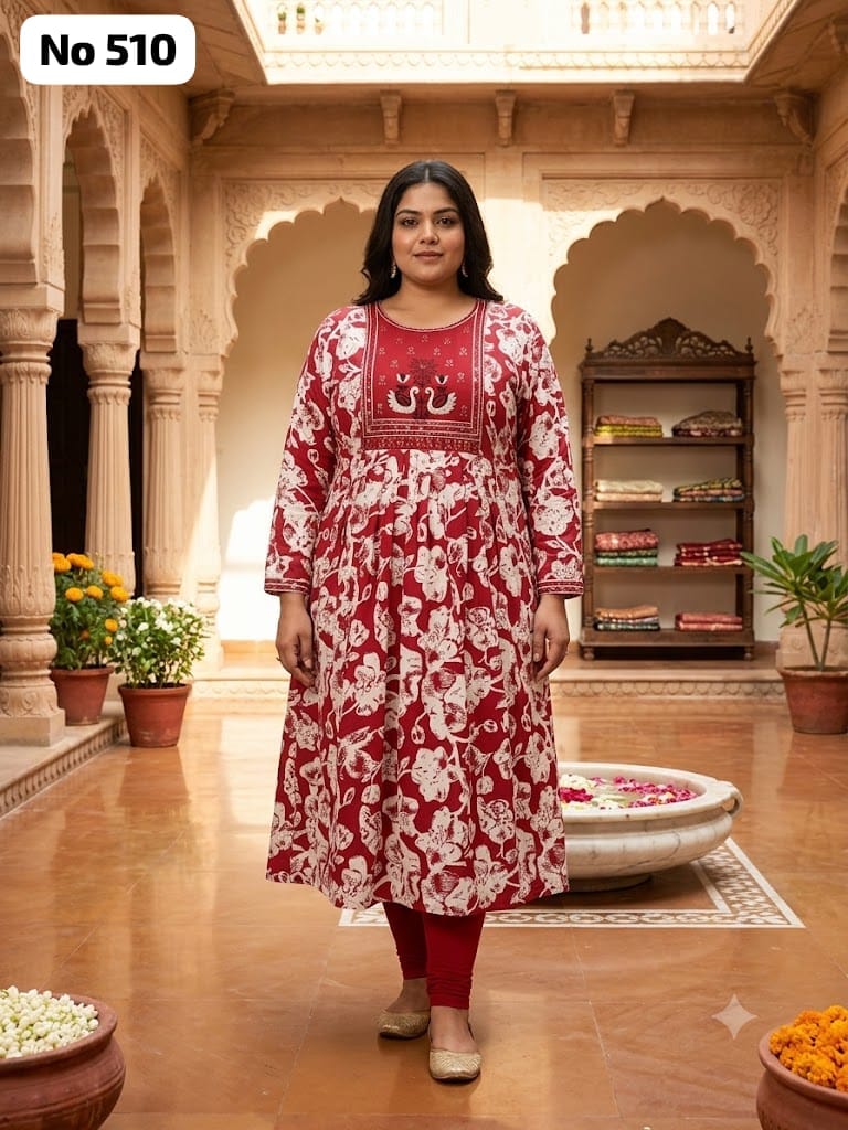 Embroidery Rayon Anarkali (Plus Size) (No 510)