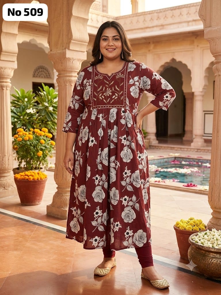 Embroidery Rayon Anarkali (Plus Size) (No 509)