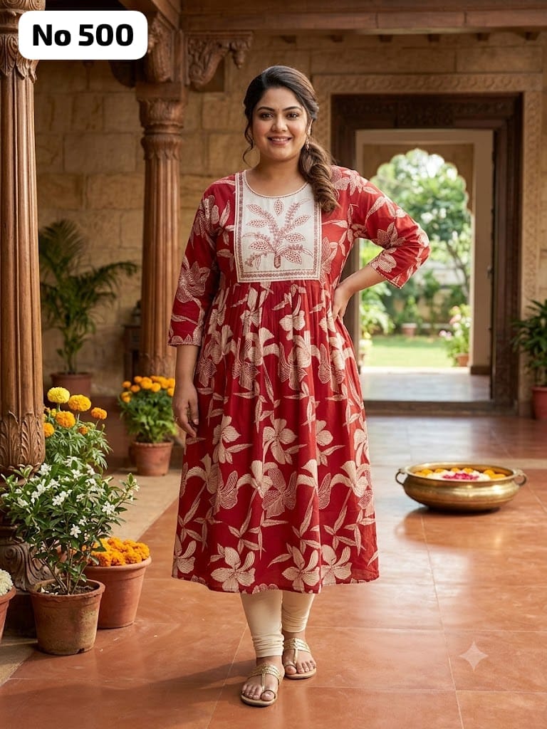 Embroidery Rayon Anarkali (Plus Size) (No 500)