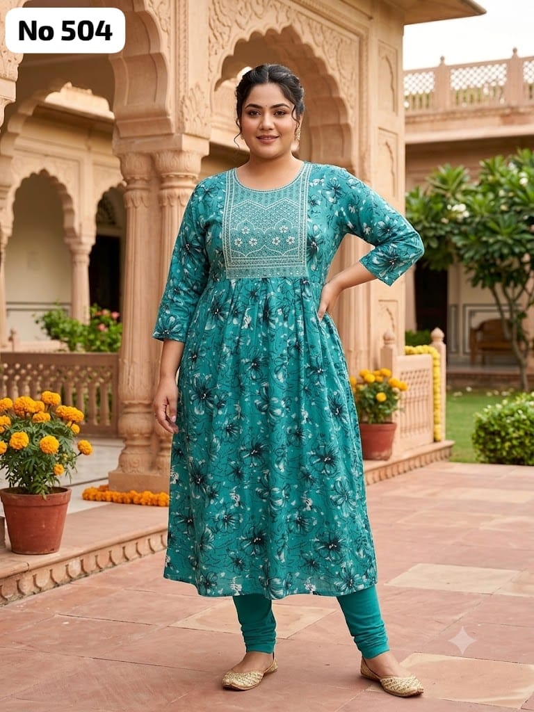 Embroidery Rayon Anarkali (Plus Size) (No 504)