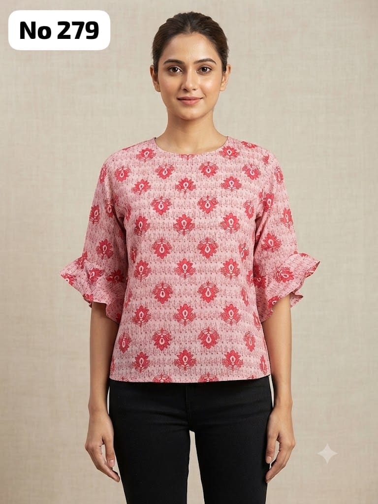 Rayon Short Top (Frill Sleeve)(No 279)