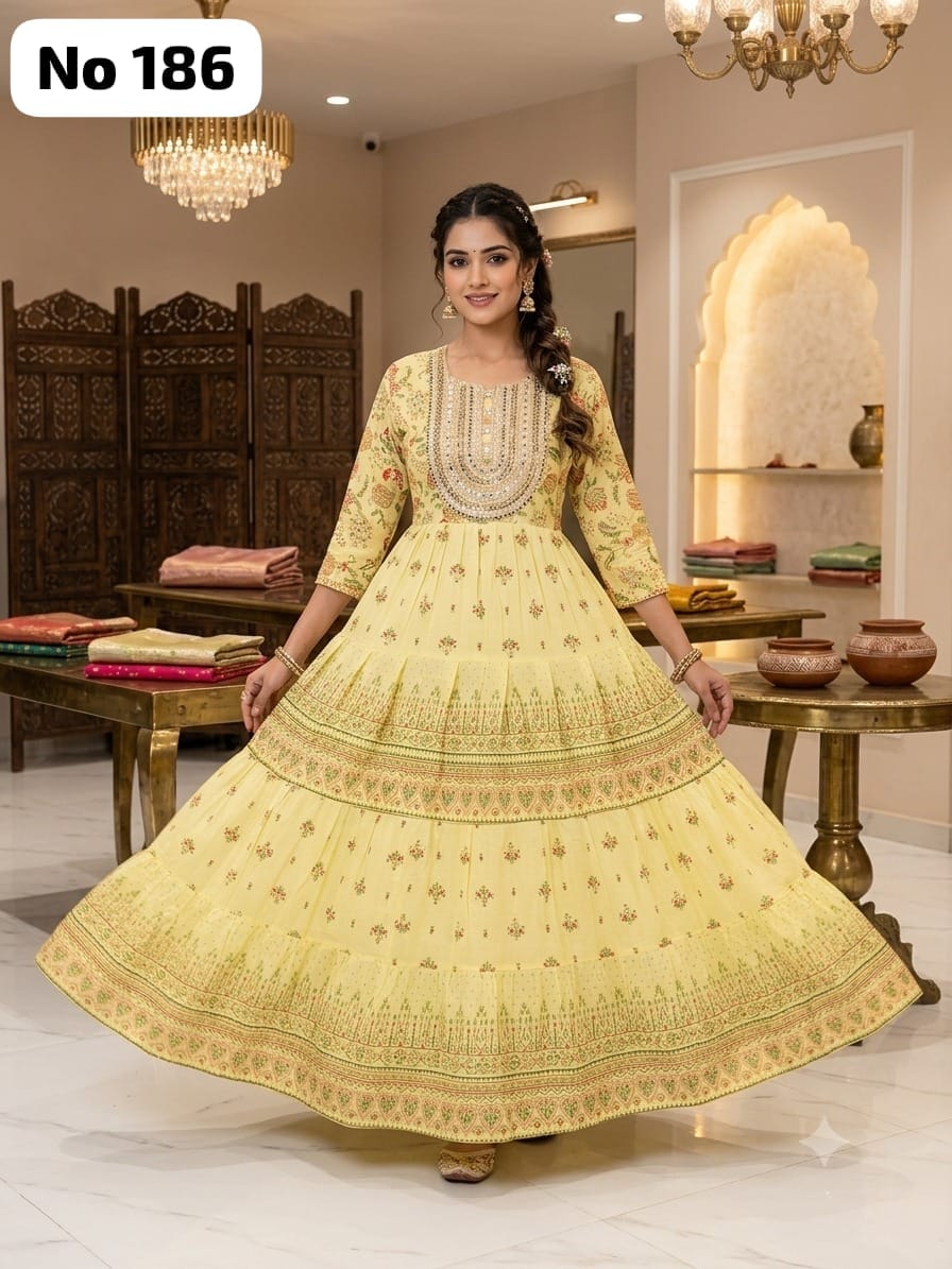 Mirror Work Mul Cotton Gown (No 186)