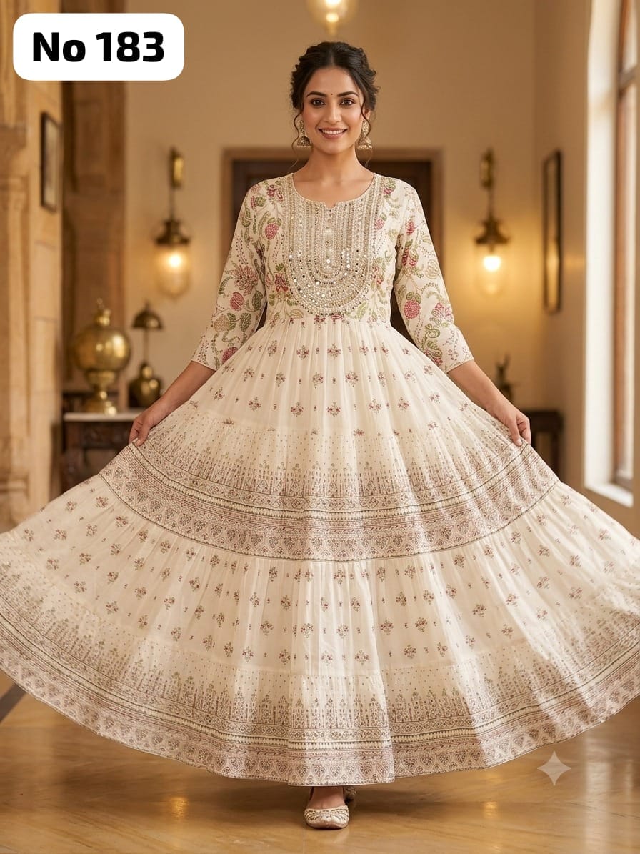 Mirror Work Mul Cotton Gown (No 183)