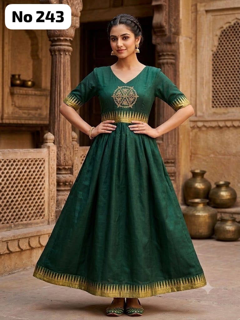 Traditional kolam Raw Silk Gown (No 243)