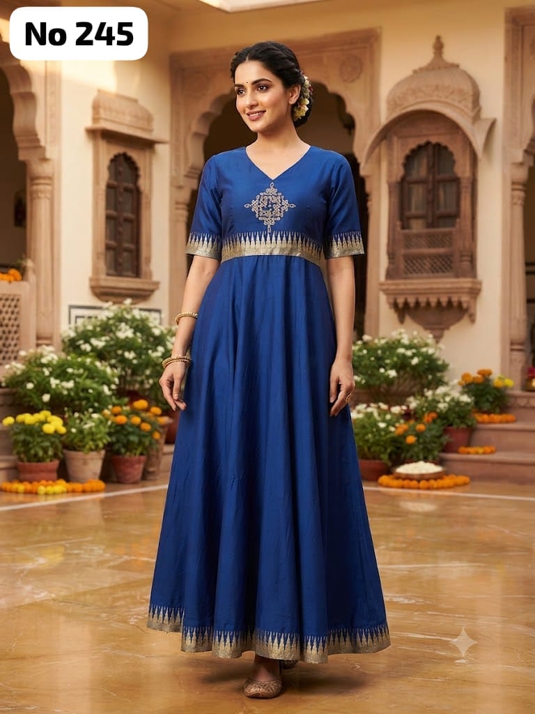 Traditional kolam Raw Silk Gown (No 245)