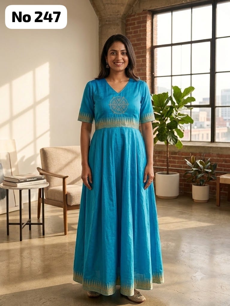 Traditional kolam Raw Silk Gown (No 247)