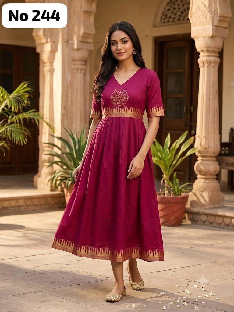 Traditional kolam Raw Silk Gown (No 244)