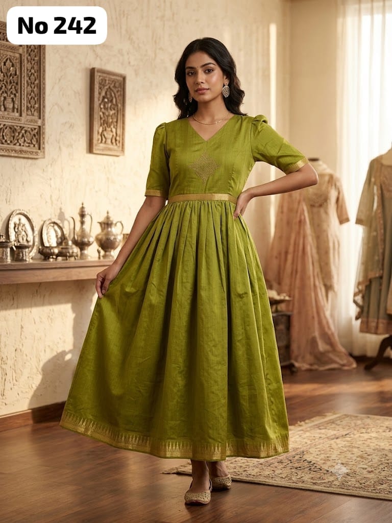 Traditional kolam Raw Silk Gown (No 242)