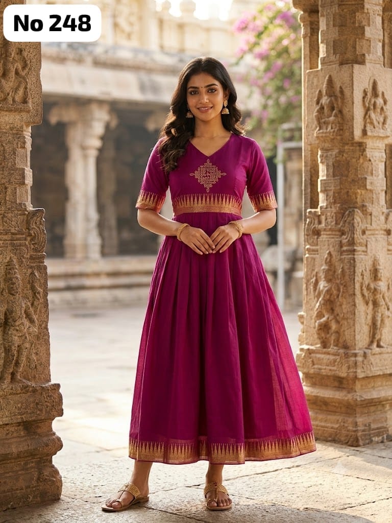 Traditional kolam Raw Silk Gown (No 248)