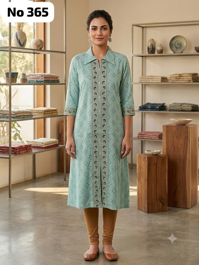 Embroidery Coller Aline Kurti (No 365)