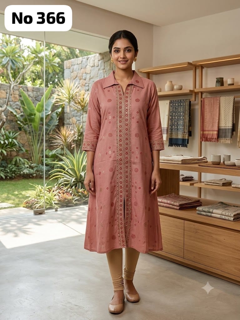 Embroidery Coller Aline Kurti (No 366)