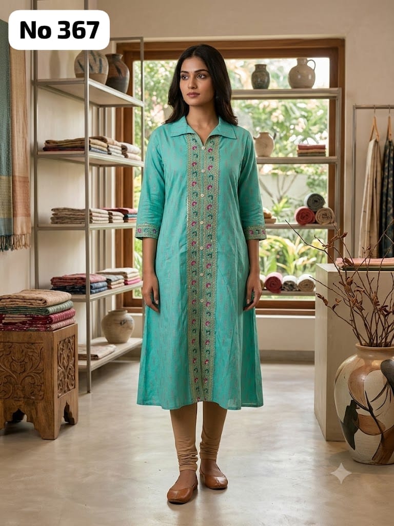 Embroidery Coller Aline Kurti (No 367)