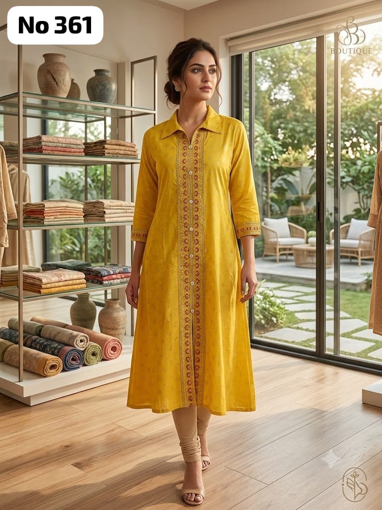Embroidery Coller Aline Kurti (No 361)